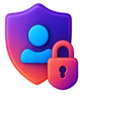 3D-Icon mit Schild, Benutzer-Symbol und Vorhängeschloss – Symbolbild für Datenschutz