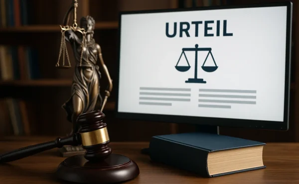 Richterhammer vor Laptop mit Datenschutzsymbol – symbolisiert Urteil zur journalistischen Verantwortung bei Datenveröffentlichung
