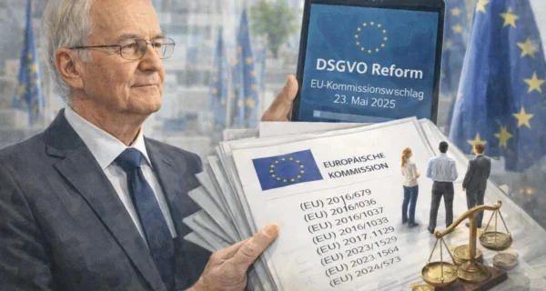 Symbolbild zur geplanten DSGVO-Reform der EU-Kommission 2025 mit Erleichterungen für kleine und mittlere Unternehmen.
