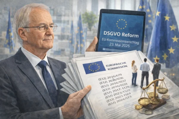 Symbolbild zur geplanten DSGVO-Reform der EU-Kommission 2025 mit Erleichterungen für kleine und mittlere Unternehmen.