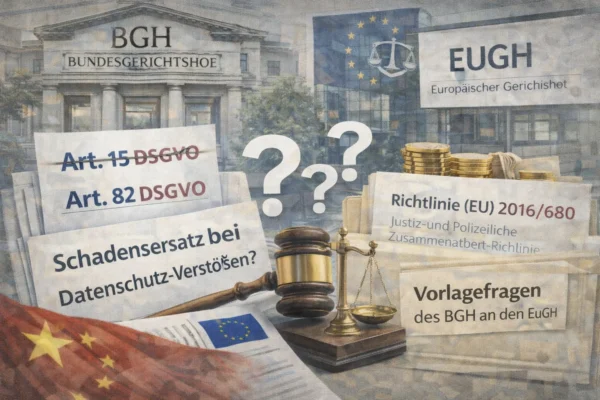 Symbolbild zur Vorlage des BGH an den EuGH zur Frage des Schadensersatzes nach Art. 82 DSGVO bei Verstößen gegen Art. 15 DSGVO.