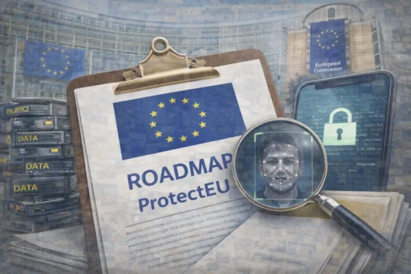 Symbolbild zur ProtectEU-Roadmap der EU-Kommission zur inneren Sicherheit und Datenverarbeitung.