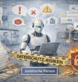 Symbolbild zu Datenschutz- und Compliance-Risiken beim Einsatz von Künstlicher Intelligenz im Arbeitsalltag.