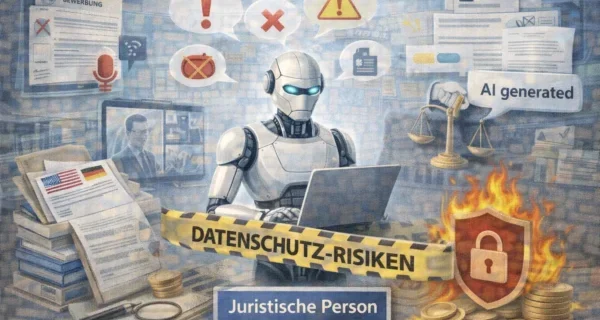 Symbolbild zu Datenschutz- und Compliance-Risiken beim Einsatz von Künstlicher Intelligenz im Arbeitsalltag.