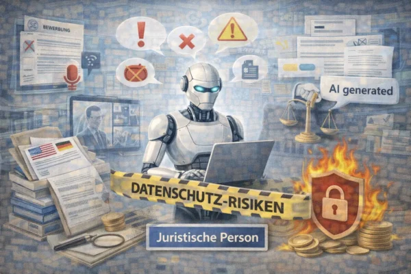 Symbolbild zu Datenschutz- und Compliance-Risiken beim Einsatz von Künstlicher Intelligenz im Arbeitsalltag.