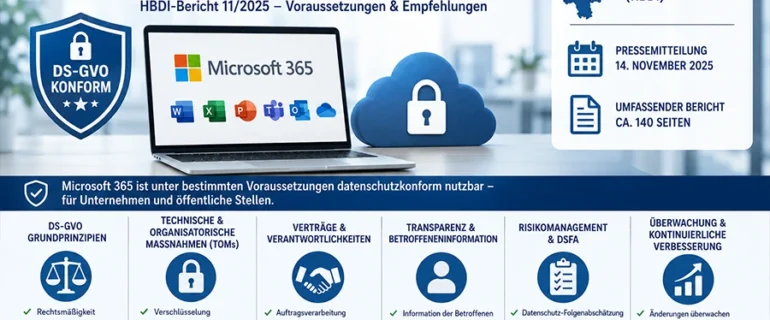 Symbolbild zur Einschätzung der Hessischen Datenschutzaufsicht zur datenschutzkonformen Nutzung von Microsoft 365.