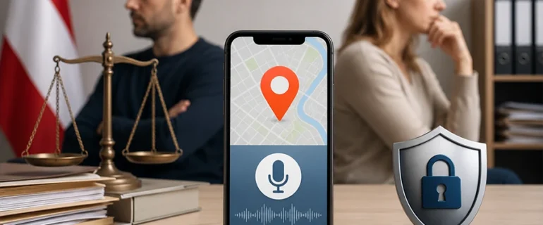 Symbolbild zu einer Datenschutzbeschwerde wegen Standortabfragen und möglicher Audioaufzeichnung über eine App auf dem Handy eines Kindes.