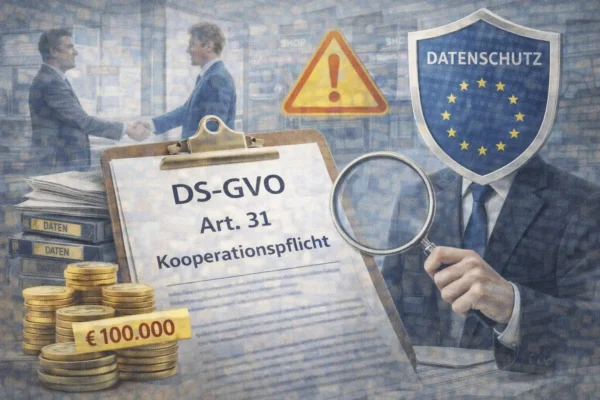 Symbolbild zur Kooperationspflicht nach Art. 31 DSGVO und den Mitwirkungspflichten gegenüber Datenschutzaufsichtsbehörden.